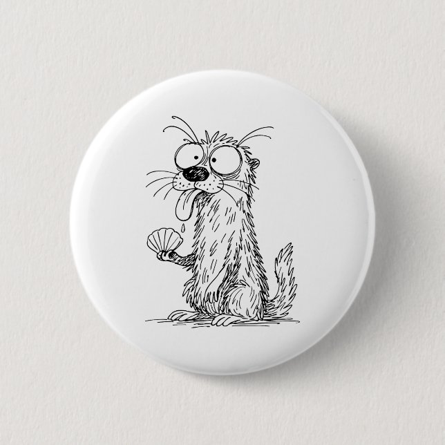 Sea Otter Abstract Art Rtrait Drawing Whimsical Fu 2 Inch Round Button (Front)