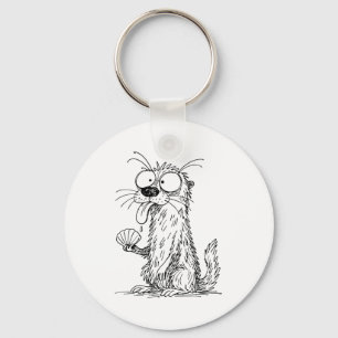 Sea Otter Abstract Art Rtrait Drawing Whimsical Fu Keychain