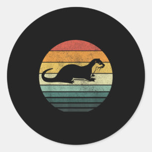 Sea Otter Animal Sunset Retro Vintage 70s Nature L Classic Round Sticker