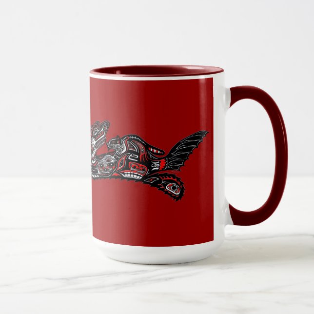 SEA OTTER & BABY (Haida Styled) Mug Cadeau d'Art (Droite)