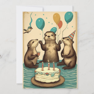 Sea Otter Carte de voeux plat pour la fête d'anniv