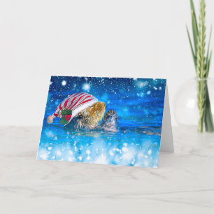 Sea Otter Christmas Holiday Card