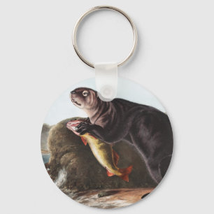 Sea Otter (Enhydra marina) Illustration Keychain