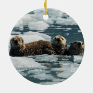Sea Otter Family Ceramic Ornament