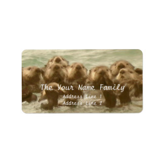 Sea Otter Family Label