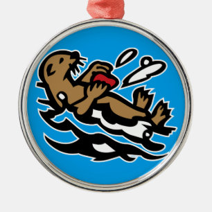 Sea otter metal ornament
