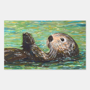 Sea Otter Painting Postcard Sticker