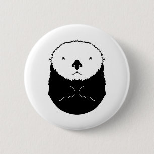 Sea Otter Silhouette  2 Inch Round Button