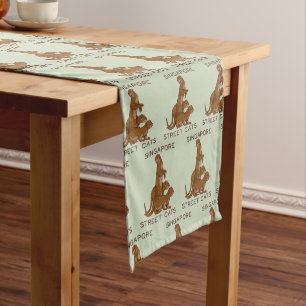 Sea Otter Singapore Street Cats Short Table Runner