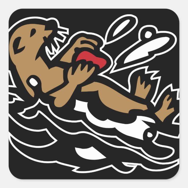 Sea otter square sticker (Front)
