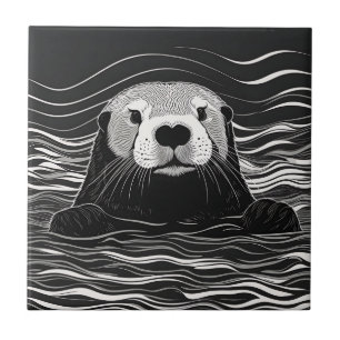 Sea Otter Swimming Tile