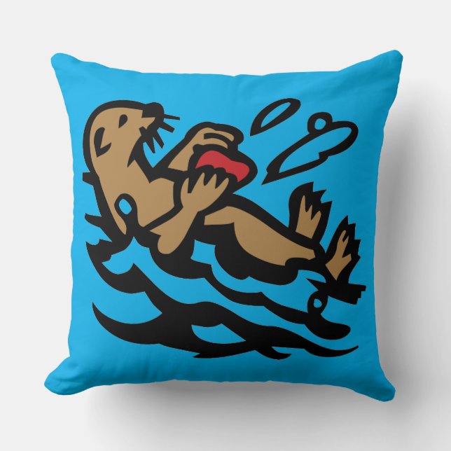 Sea otter throw pillow (Front)