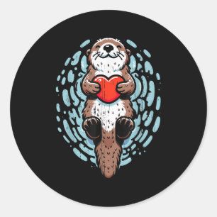 Sea Otter Valentines Heart Lover Funny Boys Men Gi Classic Round Sticker