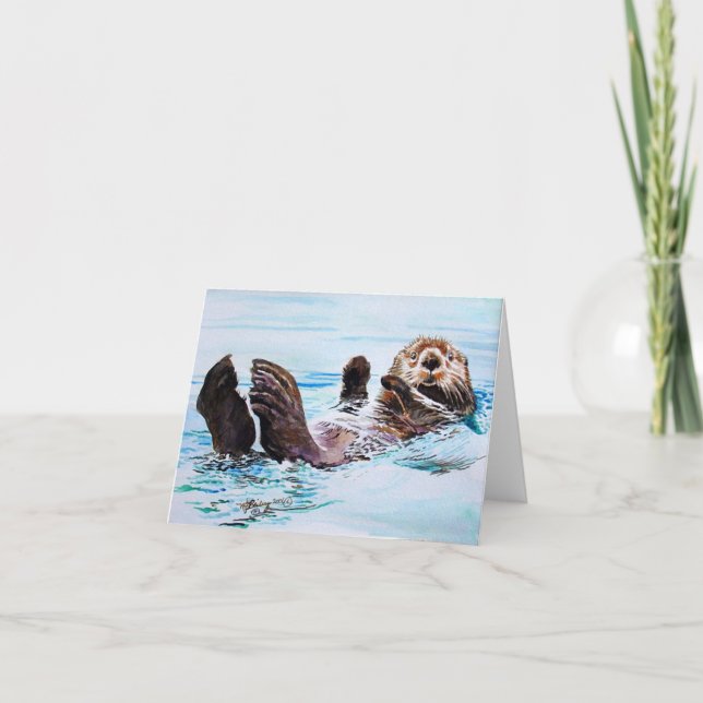 Sea Otter Watercolor Card (Front)