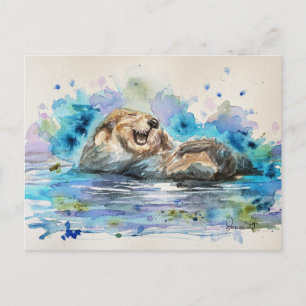 Sea Otter watercolor post card