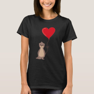 Sea Otter With Heart Balloon Valentines Day Love B T-Shirt