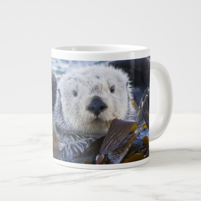 Sea otter wrapped in kelp large coffee mug (Front Right)