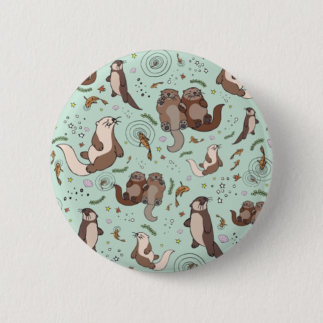 Sea otters 2 inch round button (Front)