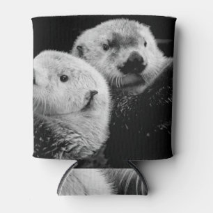 Sea Otters: Black White Pair. Can Cooler