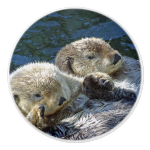 Sea Otters Ceramic Knob