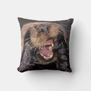 Sea Otters, Enhydra lutris 6 Throw Pillow