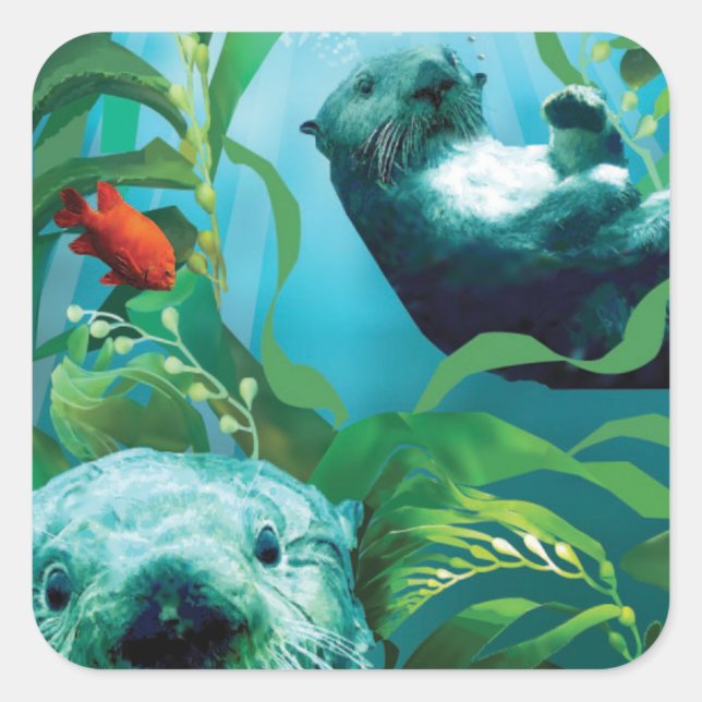 Sea Otter's Garden Square Sticker (Front)
