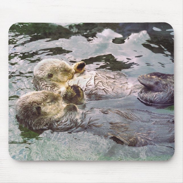 Sea Otters Holding Hands Mouse Pad (Front)