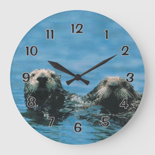 Sea Otters Large Clock (Front)