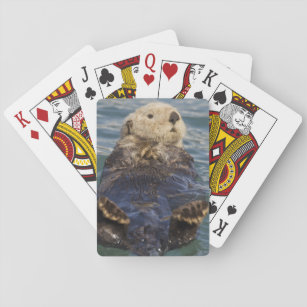 Sea otters play on icebergs at Surprise Inlet Playing Cards