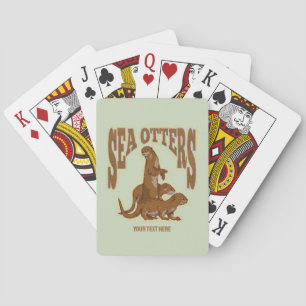 Sea otters playing cards