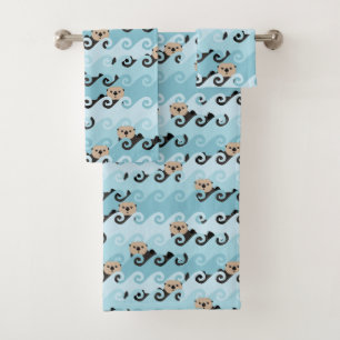 Sea Otters Riding the Waves Bath Towel Set