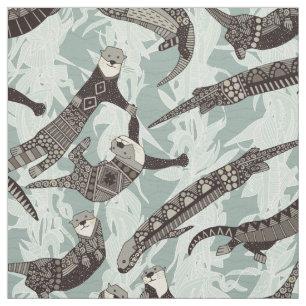 sea otters silver fabric