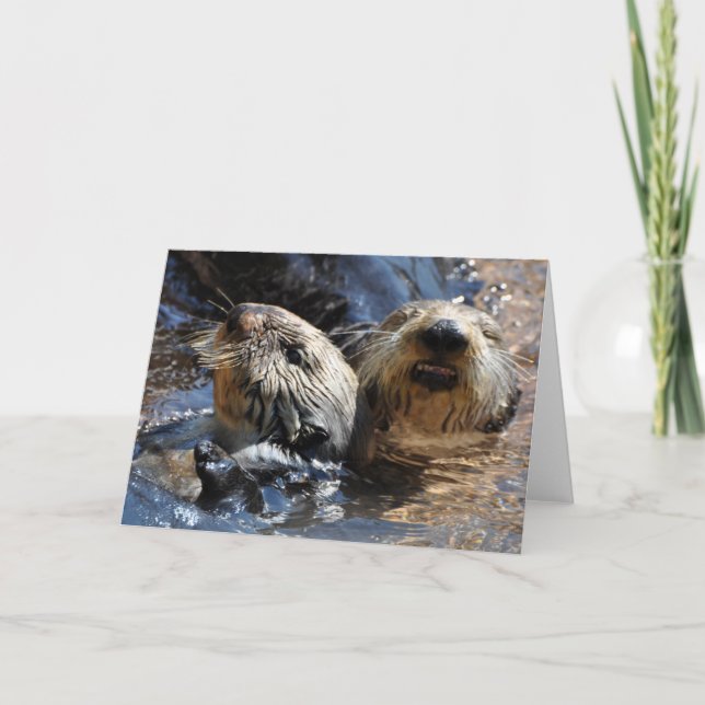 Sea Otters Smiling - Frameable Art Card (Front)