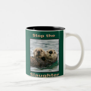 Sea Otters - Stop the Slaughter Two-Tone Coffee Mug