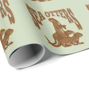 Sea otters wrapping paper