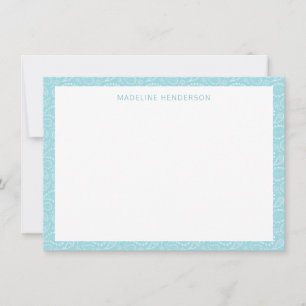 Sea Paisley Pattern Glacier Blue Monogram Card