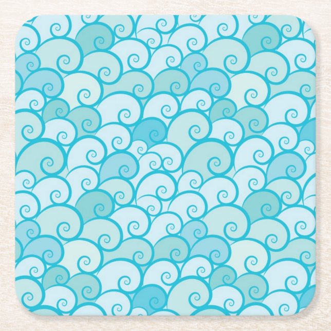 Sea Pattern Square Paper Coaster (Front)