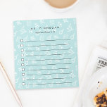 Sea | Personalized Science Teacher To-Do List Notepad<br><div class="desc">Wow your child's favourite teacher at the holidays or teacher appreciation week with this cool personalized to-do list notepad featuring a science themed pattern of microscopes, beakers, atoms, and books on a pastel sea green background. Personalize with your science teacher's name and an additional line of custom text (shown with...</div>
