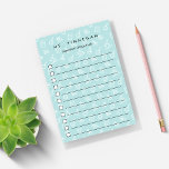 Sea | Personalized Science Teacher To-Do List Post-it Notes<br><div class="desc">Wow your child's favourite teacher at the holidays or teacher appreciation week with these cool personalized to-do list post-it notes featuring a science themed pattern of microscopes, beakers, atoms, and books on a pastel sea green background. Personalize with your science teacher's name and an additional line of custom text (shown...</div>