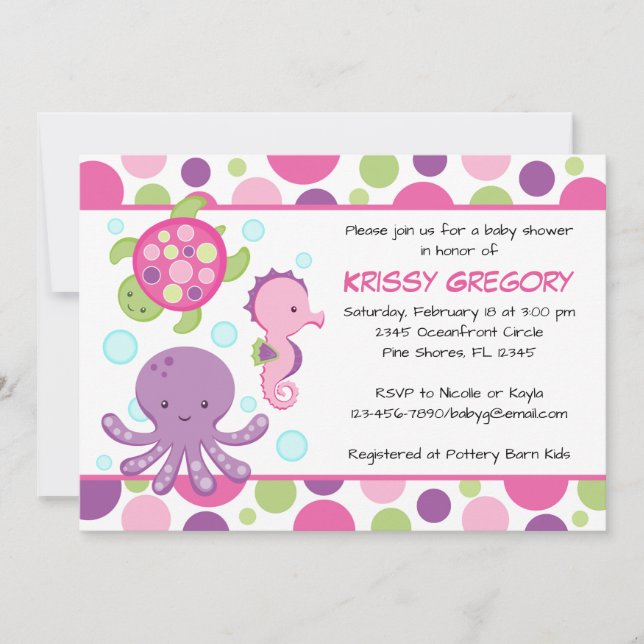 Sea Pink Baby Shower Invitations (Front)