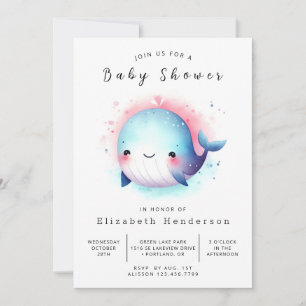 Sea Printable Whale Baby Shower Invitation