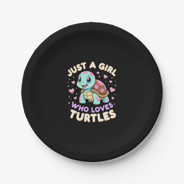 Sea Reptile Turtle Lovers Just A Girl Who Loves Tu Paper Plate (Front)
