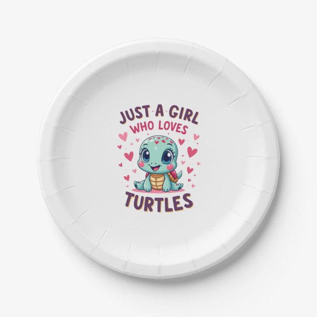 Sea Reptile Turtle Lovers Just A Girl Who Loves Tu Paper Plate (Front)