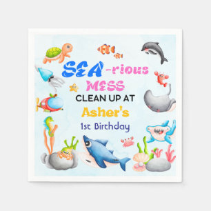 Sea-riously Fun Ocean Protector Educational Party Napkin