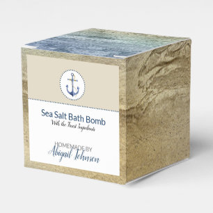 Sea Salt Bath Bomb Navy Anchor Watercolor Beach Favor Box