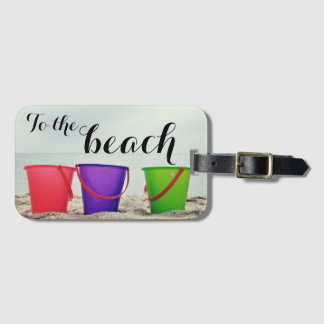 Sea, sand and pails luggage tag