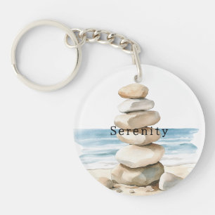 Sea Sand Rocks Serenity Beach Dream Keychain