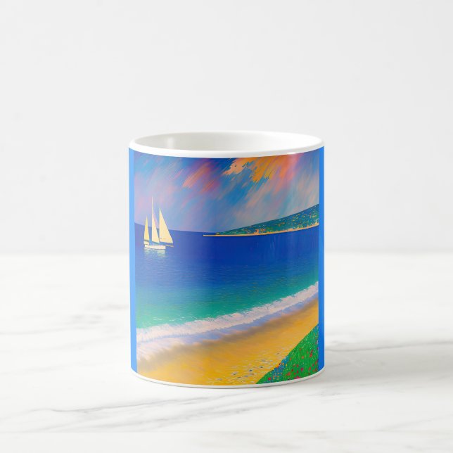 Sea Scape 09 "Yacht in the bay" Coffee Mug (Center)