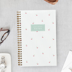 Sea   Scattered Cherry Pinstripe Personalized Notebook