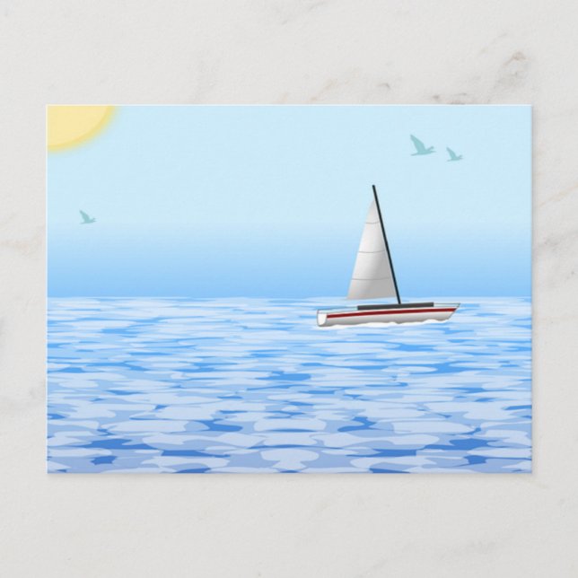 Sea scene with boat postcard (Front)